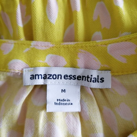 Amazon Essentials Womens Yellow Round Neck Polka Dot Midi A-Line Dress Size M - Picture 5 of 8